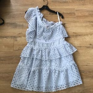 Self portrait one shoulder knee length dress